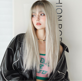 24 Inches Heat Resistant Fiber Wig - Light Grey Color